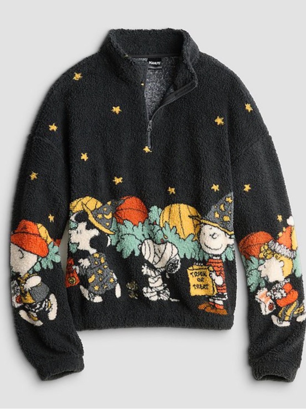 Size MEDIUM Peanuts Halloween juniors Sherpa quarter zip NWT